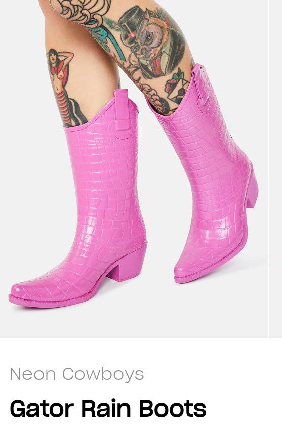 Gator Rain Boots By Neon Cowboy Hot Pink Rain Boots Size 9