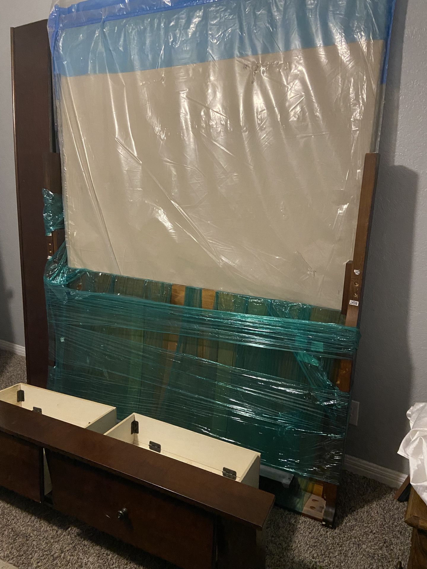 Queen Size Bed Frame with Storage Drawers