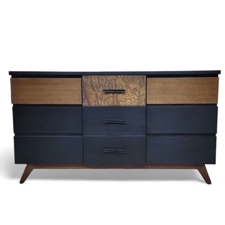 Mid Century Style Black And Natural Dresser