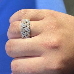 Gold Diamond Cuban Ring 10k