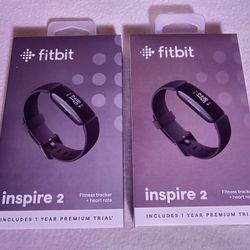 LOT of 2 NEW Fitbit Inspire 2 Activity Tracker Smartwatch Black SMALL & LARGE Smart Watch Fitness Tracker workout running Exercise nib brand new nwt