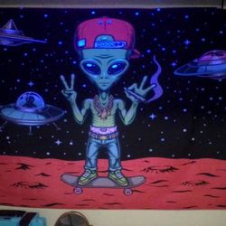 Alien Blacklight Tapestry 