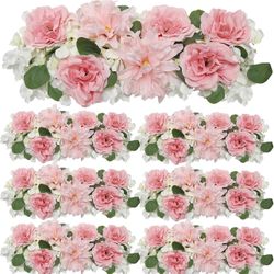 DIYDOFUN Pack of 6 Wedding Arch Decorations, 18 inch Artificial Flower Table Centerpieces, Pink & White 