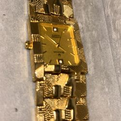 Vintage Custom Order Bulova 18k Gold Watch, Has Two Diamonds