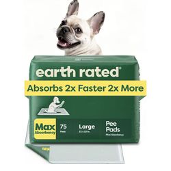 Earth Rated Puppy Pads, Max Absorbency Pee Pads for Dogs, Absorbs 2X Faster & 2X More, Leak Prevention, Potty Training, Fragrance-Free, Unscented, Reg