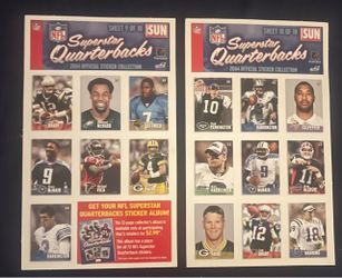 Superstar Quarterback sticker *unused* complete series of 70 (2008 Toronto Sun)
