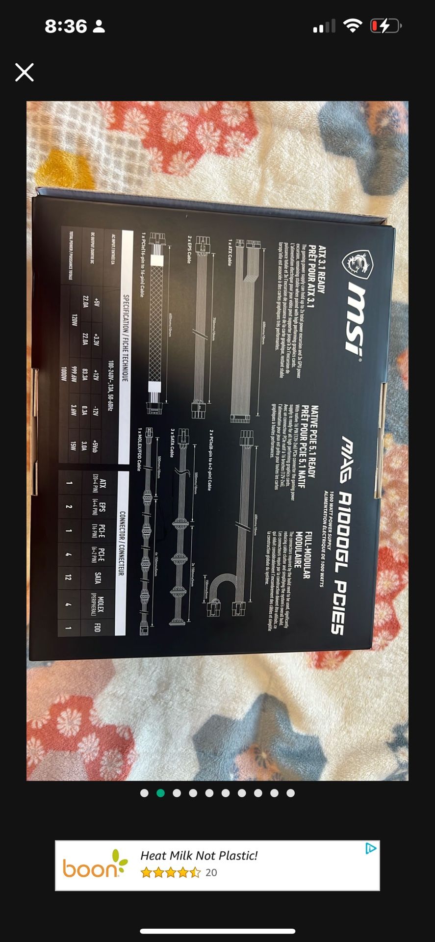 Power Supply Msi Meg A 1000 GLPCiE5MSI Arsenal Gaming