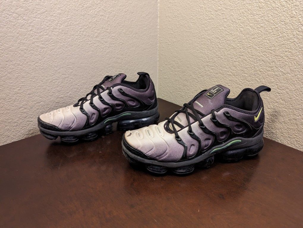 Nike Air Vapormax Plus Black Volt Green Gray 924453 009 Men's Size