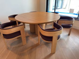 Oak dining table and chairs set