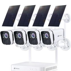 Kittyhok Solar Home Security Camera System, 4pcs 2k Ultra Solar Security Cameras Wireless Outdoor, Smart Human Detection, Spotlight, Forever Power, 10