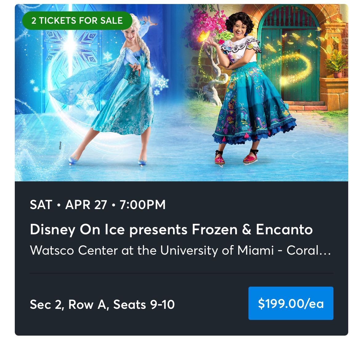 Disney On Ice Presents Frozen & Encanto- 2 Front Row Seats!