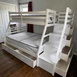 NEW🎯$10 DOWN PAYMENT FİNANCE ▪️▪️Jason White Twin Full Bunk Bed 
