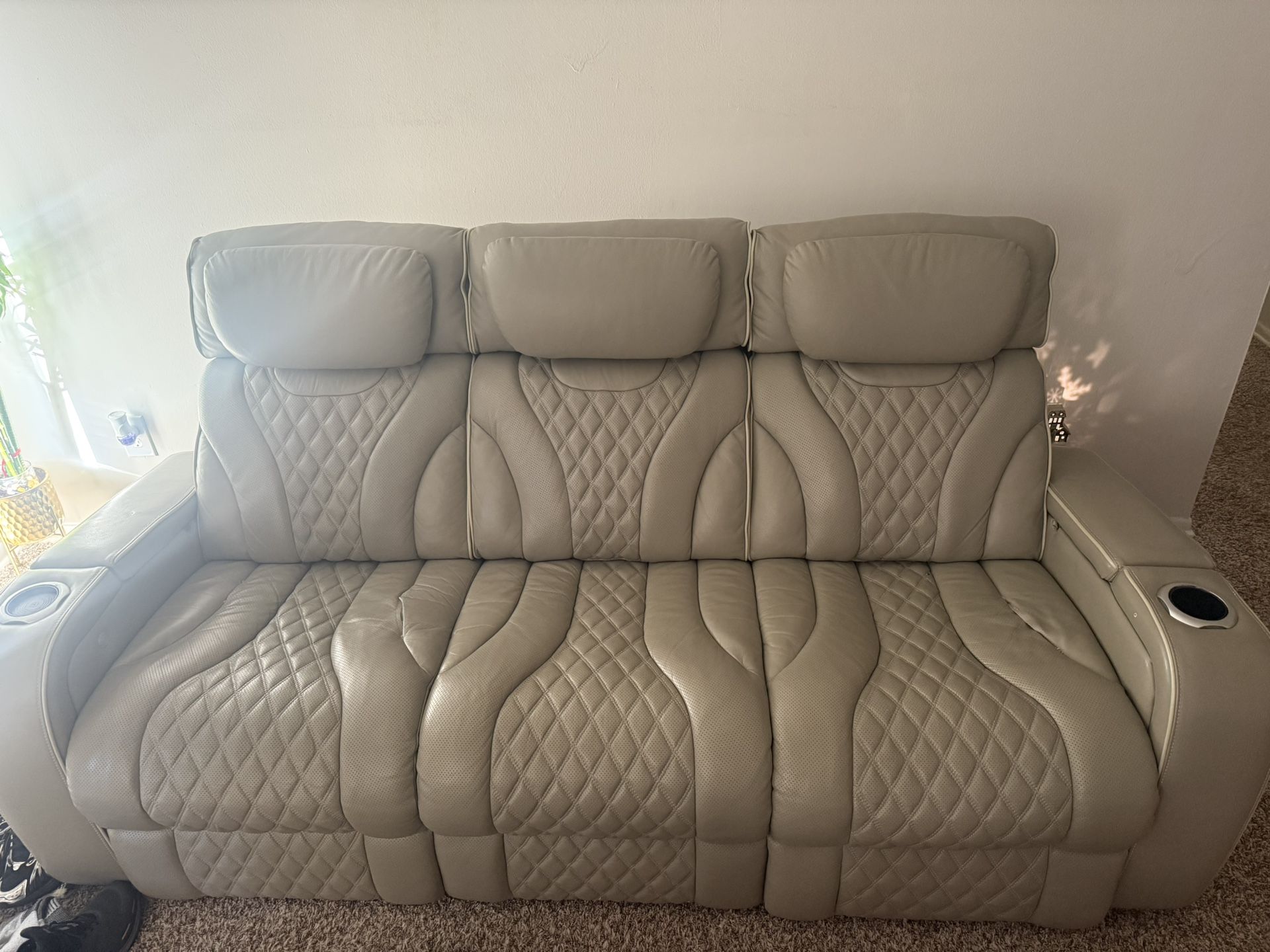 GENUINE LEATHER RECLINING SOFA