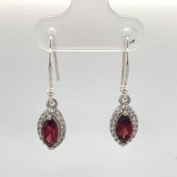 925 Silver CZ Garnet Earrings 2.00g 183666/5