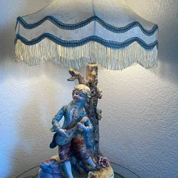 Rare Antique Capodimante Porcelain Figure Lamp