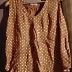 Lands Downunder Sleeveless Polka Dot Linen Top Size S