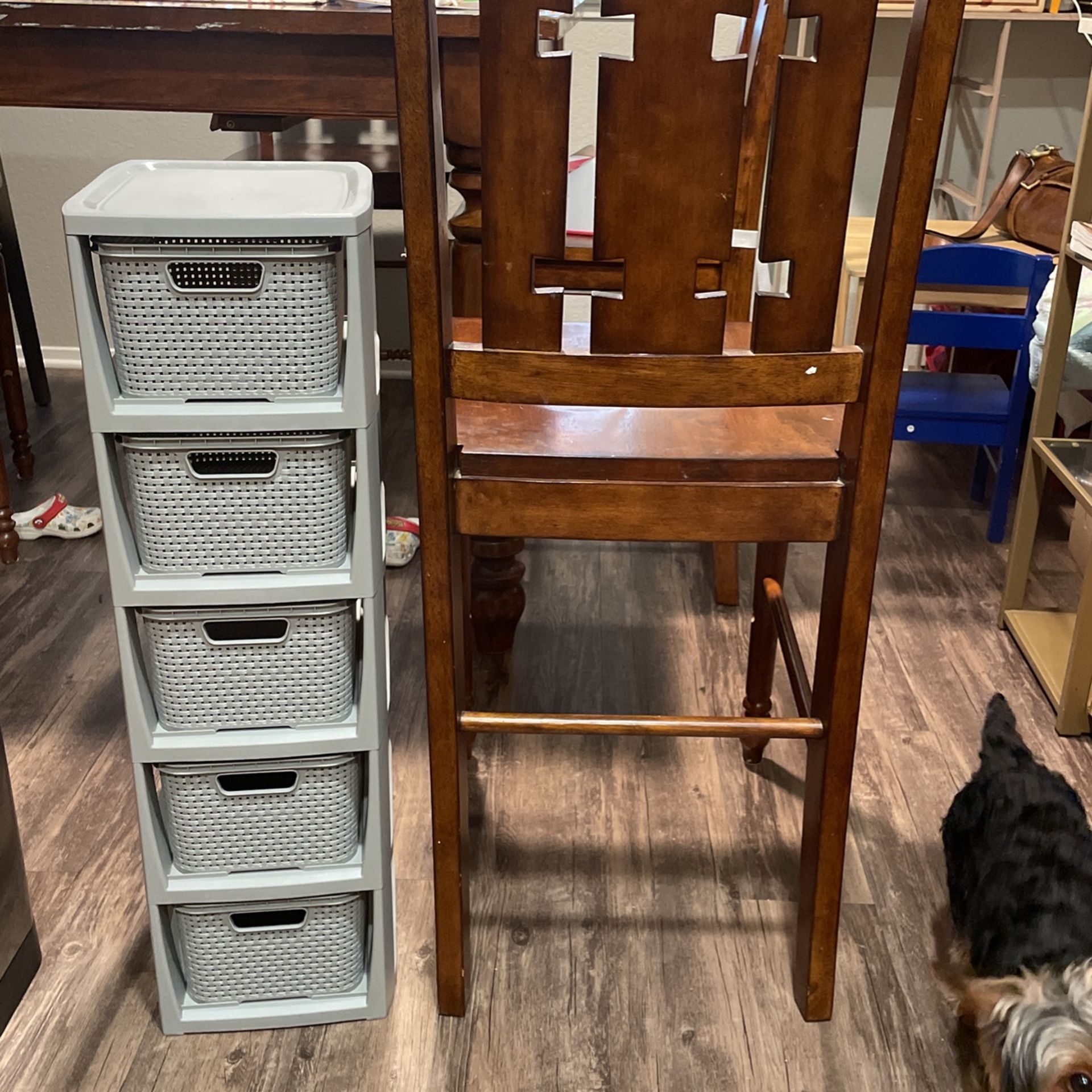 Rattan 5 basquets slim plastic storage
