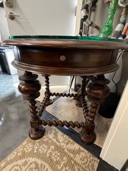 John Richard Spindle Side Table with Drawer and Custom Glass Top