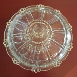 VINTAGE "OYSTER PEARL" LIDDED GLASS CANDY DISH