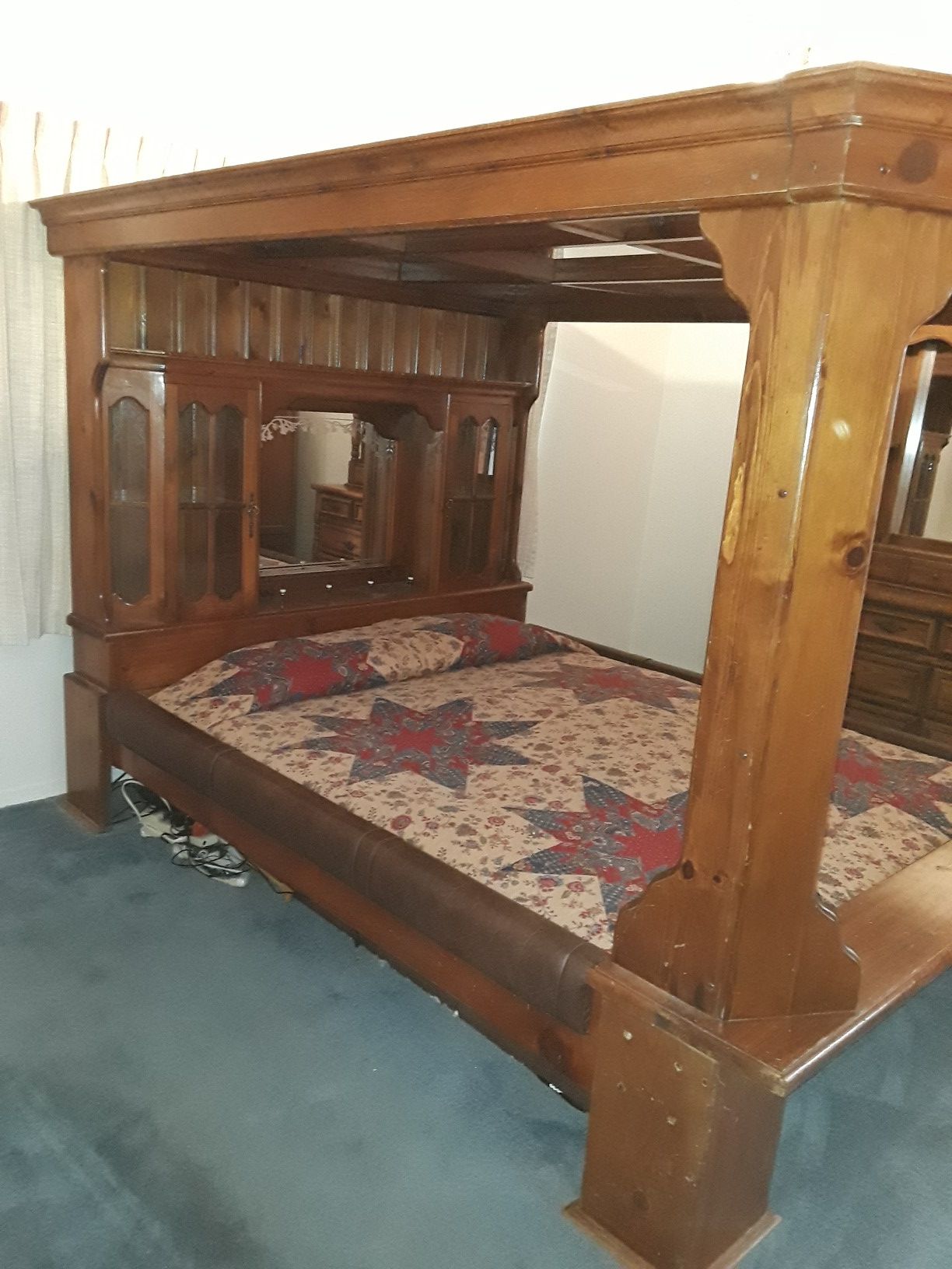 California King Canopy Water Bed...beautiful solid wood bed with