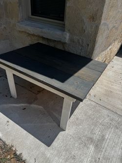 White and brown Wood center table