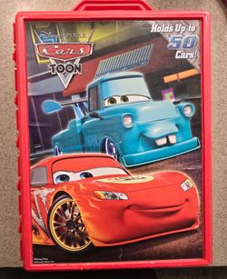 Disney Pixar Cars Toon 50-car storage carrying case featuring Lightning McQueen and Mater