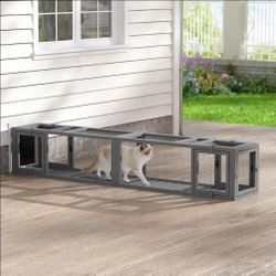 COZIWOW Wooden Cat Play Tunnel with Platforms – Configurable Window CatioCOZIWOW Wooden Cat Play