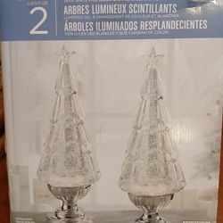 Lighted Glitter Trees (set of 2)