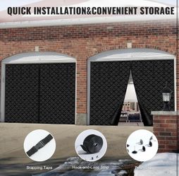 Garage Door Screen for Winter, 9x7FT Thermal Garage Door Insulation Kit, Magnetic Thermal Insulated Garage Door Cover Curtains with Enhanced Weighted 
