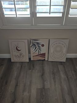Boho Sun and Moon Canvas Wall Art Set of 3