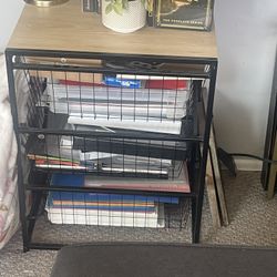 Cute End Table, 3 Pull Out Wire Baskets 