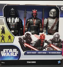 Star Wars Titan Series Darth Vader Darth Maul The Mandalorian 3 Figure Pack New