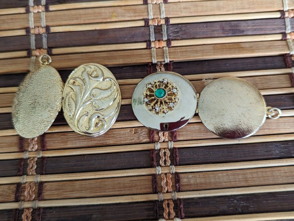 2 vintage yellow gold locket pendants