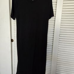 A New Day T-Shirt Dress Women's XL Black Short Sleeve Stretch Cotton Casual