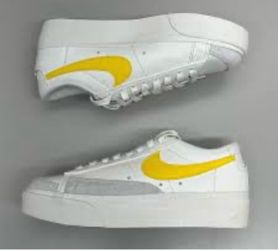 NIKE Shoes Blazer Low Cut Platform Sneaker Sz Women's 6  Yellow/Grey/W used great condition