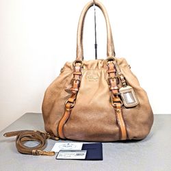 𝐏𝐑𝐀𝐃𝐀   Tote Bag DEERSKIN Gradation Brown With Shoulder Strap