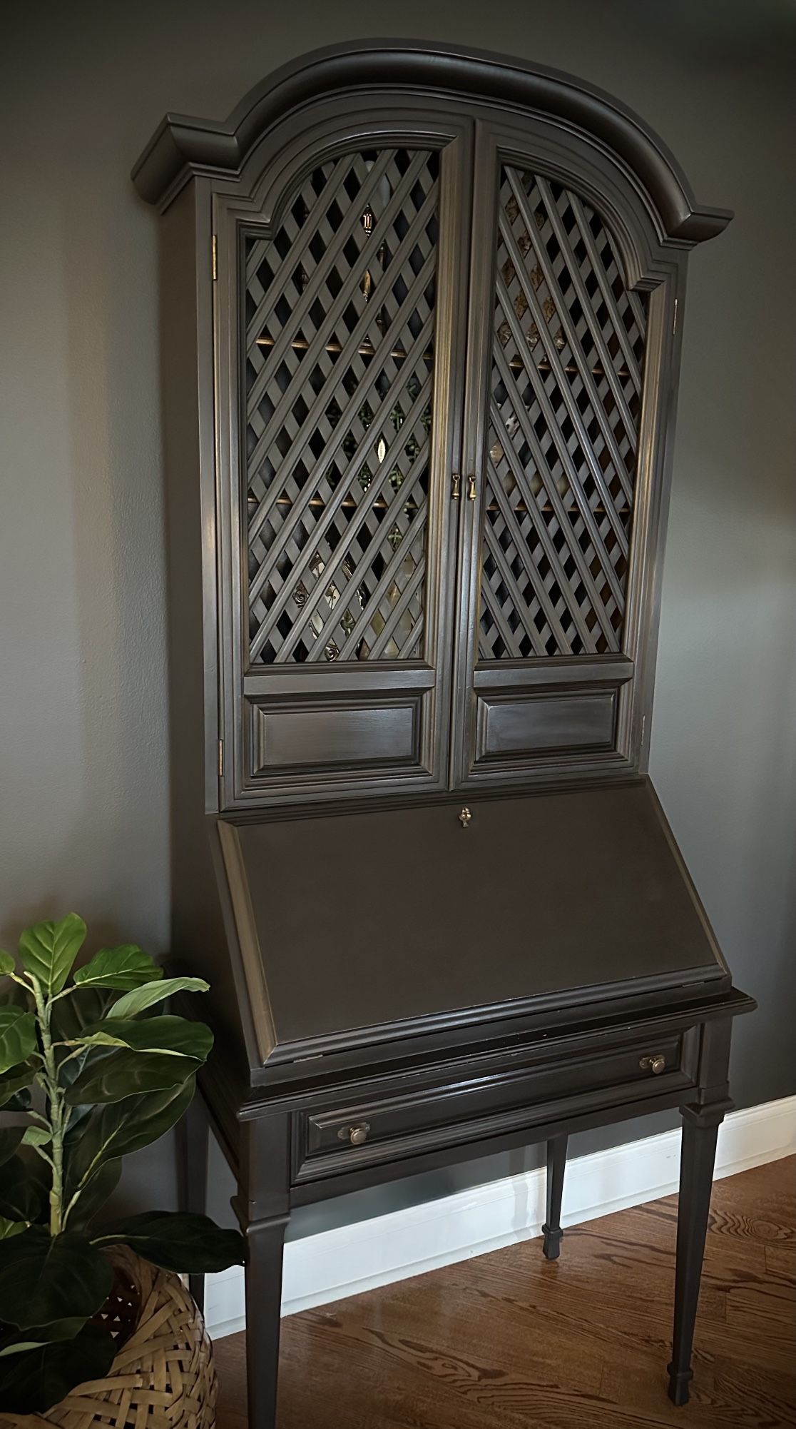 Newly Refinished Vintage Secretary Desk With Hutch