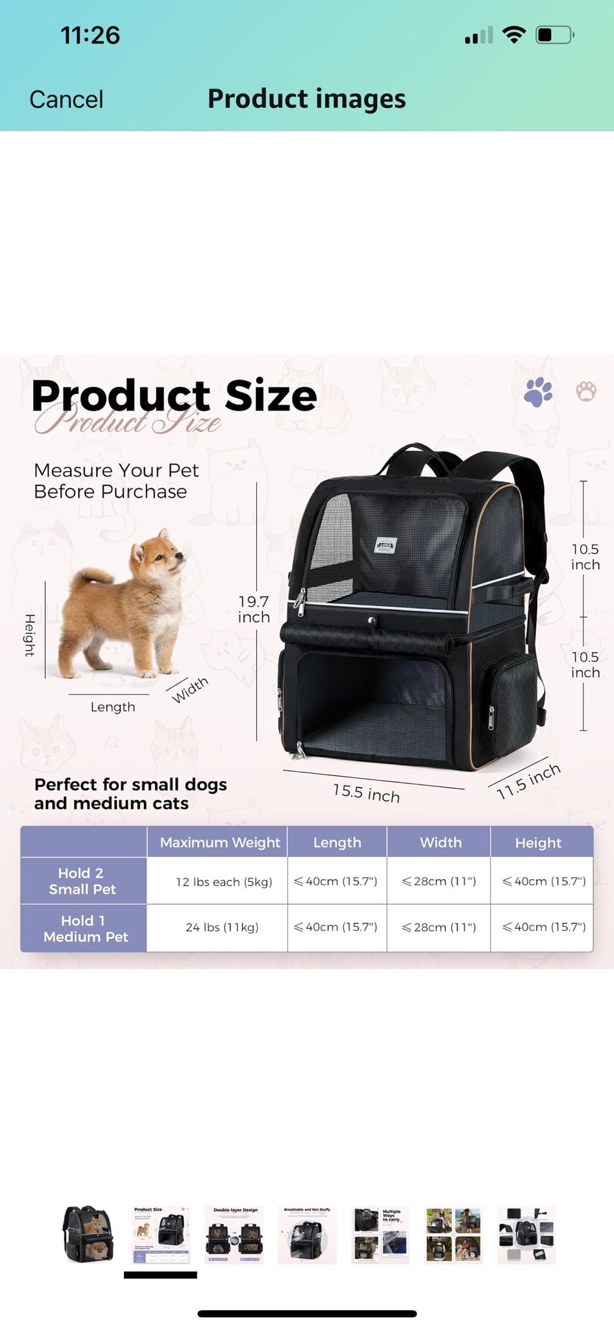 Lekebobor Cat Backpack Carrier for 2 Cats, Double-Compartment Pet Carrier Backpack for Two Small Cats or One Medium Dogs, Cats Carrier Backpack Dog Ca