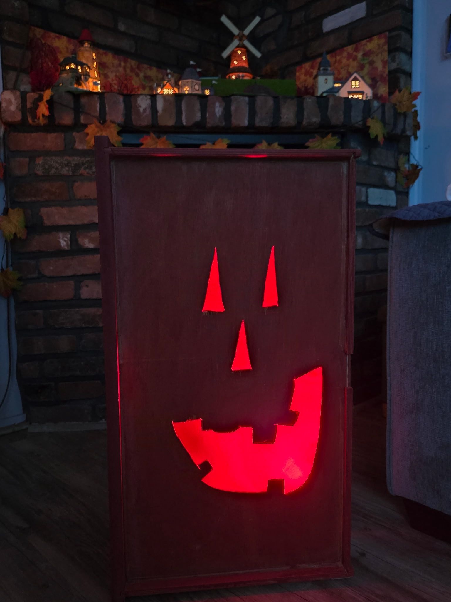 2 Wooden Hand Carved 2.5 Ft. Halloween Shadowboxes