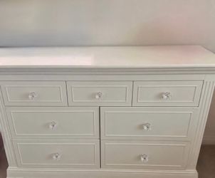 White dresser with crystal knobs