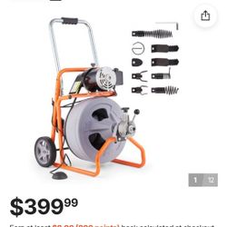 New In Box Never Been Used VEVOR Drain Cleaner Machine, 75 Ft x 3/8 lnch Drain Cleaning
Machine 