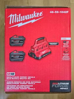 Milwaukee M18 Forge 12.0 Battery x2 with Packout 6 Port Rapid Charger