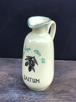 Beautiful Ceramic Carafe Zaitum Reusable Empty Olive Oil Bottle