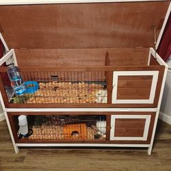 *BRAND NEW* *STILL IN BOX* PawHut 54" 2-Story Wooden Rabbit Hutch with Pull-Out Trays

