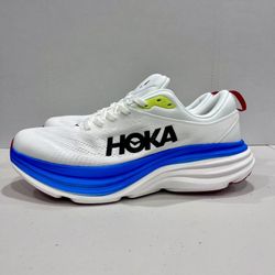 Hoka One One Bondi 8 Men’s Running Shoes Size 9/10/10.5/11D White/Blue/Red