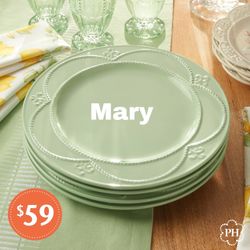 Juego De (4) Platos Grandes Menta Marbella Princess House