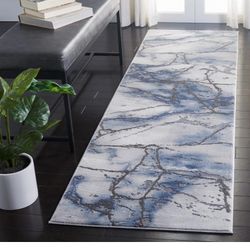 2ft X 8ft SAFAVIEH Craft Collection 2'3" x 8' Grey/Blue CFT877L Modern Abstract Non-Shedding Living Room Entryway Foyer Hallway Bedroom Runner Rug