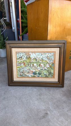 Mid Century watercolors sign 29 x 24