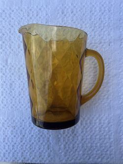Vintage Amber Glass Pitcher W/Handle