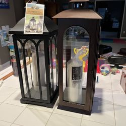 22” Tall Hampton Bay Lanterns with Clear Glass Panels New $40 Each